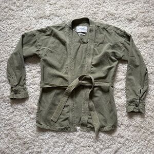 Zara Light Olive Green Denim Kimono Style Jacket size XS Great Shape!